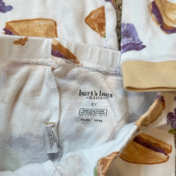 Burt's Bees Girls size 6 Peanut Butter and Grape Jelly Pajama Set - Picture 4 of 5